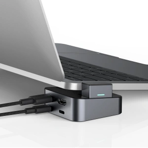 HUB Joyroom USB-C - USB 3.0/RJ45/HDMI/USB-C/Thunderbolt do Apple MacBook Pro szary (S-H121 Gray)