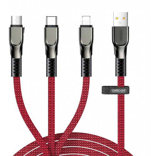 Kup Kabel Joyroom 3w1 USB-Lightning/microUSB/USB-C 3,5A 480 Mbps 1,3m czerwony (S-1335K4) - 6941237147790 - JYR215 - Homescreen.pl