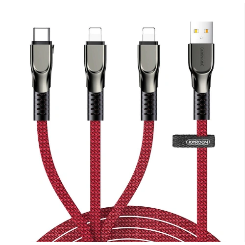 Kup Kábel Joyroom 3w1 USB-Lightning/microUSB/USB-C 3,5A 480 Mbps 1,3m piros (S-1335K4) - JYR216 - {ean13} - Sklep Home Screen