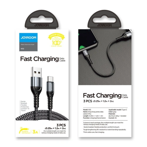 Buy Joyroom N10 King Kong series charging data set 3 x USB- Lightning cable 0.25m + 1.2m + 2m Red - JYR217 - {ean13} - Home Screen Store Europe