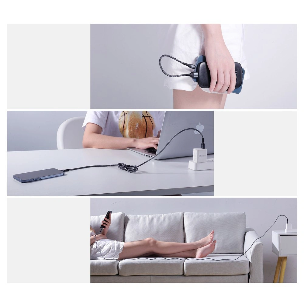 Zestaw kabli Joyroom N10 King Kong Series USB/Lightning (0.25m + 1.2m + 2m) 2,4A szare [3 PACK]