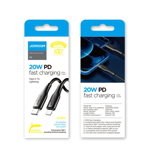 Kup Kabel Joyroom USB-C/Lightning Power Delivery 20W 2,4A 0,25m černý (S-02524M3 Black) - JYR222 - {ean13} - Sklep Home Screen