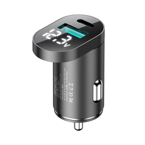 Kup Autonabíječka Joyroom C-A17 USB/USB-C 42,5W Quick Charge, Power Delivery, AFC, SCP stříbrná - JYR227 - {ean13} - Sklep Home Screen