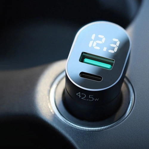 Kup Autonabíječka Joyroom C-A17 USB/USB-C 42,5W Quick Charge, Power Delivery, AFC, SCP stříbrná - JYR227 - {ean13} - Sklep Home Screen