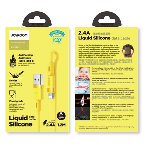 Buy Joyroom USB - Lightning cable 2,4A 1,2 m (S-1224N2 Yellow) - JYR234 - {ean13} - Home Screen Store Europe
