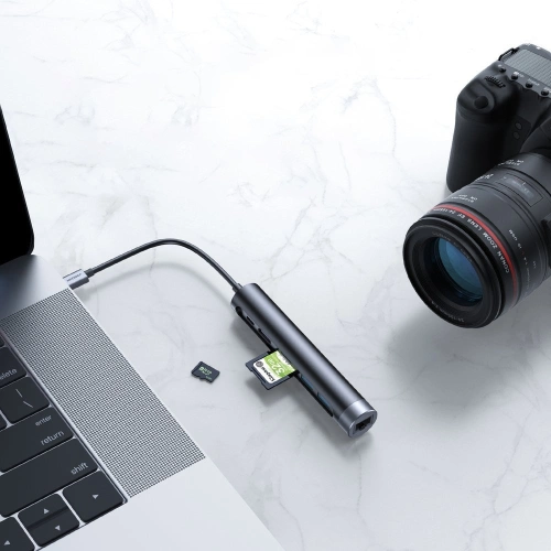 Kup HUB Joyroom 7w1 USB-C 100W/HDMI 4K 30 Hz/RJ-45/SD- und microSD-Kartenleser/2x USB 3.0 (S-H111) - JYR239 - {ean13} - Sklep Home Screen