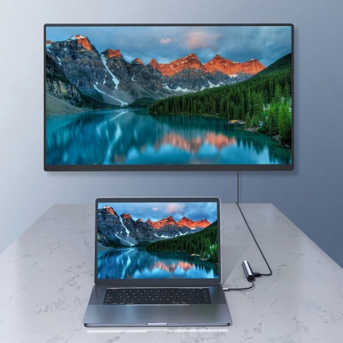 Kup HUB Joyroom 7w1 USB-C 100W/HDMI 4K 30 Hz/RJ-45/SD- und microSD-Kartenleser/2x USB 3.0 (S-H111) - JYR239 - {ean13} - Sklep Home Screen