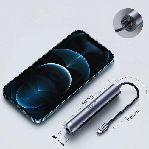 Kup HUB Joyroom 7w1 USB-C 100W/HDMI 4K 30 Hz/RJ-45/SD- und microSD-Kartenleser/2x USB 3.0 (S-H111) - JYR239 - {ean13} - Sklep Home Screen