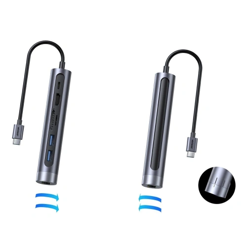Kup HUB Joyroom 7w1 USB-C 100W/HDMI 4K 30 Hz/RJ-45/SD- und microSD-Kartenleser/2x USB 3.0 (S-H111) - JYR239 - {ean13} - Sklep Home Screen