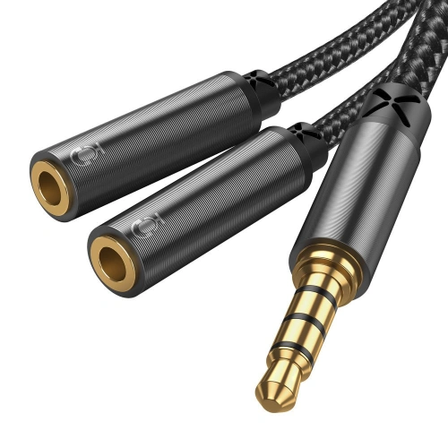 Kup Kabel Joyroom AUX-Verteiler 3,5mm Mini-Klinke (männlich)/2x 3,5mm Mini-Klinke (weiblich) 0,2m schwarz (SY-A04) - JYR251 - {ean13} - Sklep Home Screen