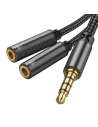 Kábel Joyroom AUX elosztó 3,5mm mini jack (férfi)/2x 3,5mm mini jack (női) 0,2m fekete (SY-A04)