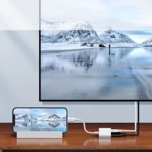 Kup Adapter Joyroom Lightning (männlich)/HDMI (weiblich) + Lightning (weiblich) FullHD 1080p 60Hz weiß (S-H141 weiß) - JYR250 - {ean13} - Sklep Home Screen