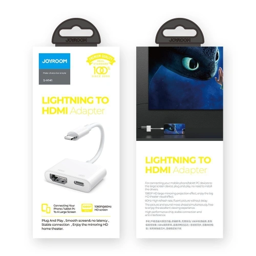 Kup Adapter Joyroom Lightning (männlich)/HDMI (weiblich) + Lightning (weiblich) FullHD 1080p 60Hz weiß (S-H141 weiß) - JYR250 - {ean13} - Sklep Home Screen