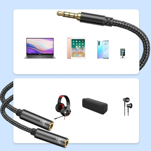 Kup Kabel Joyroom AUX-Verteiler 3,5mm Mini-Klinke (männlich)/2x 3,5mm Mini-Klinke (weiblich) 0,2m schwarz (SY-A04) - JYR251 - {ean13} - Sklep Home Screen