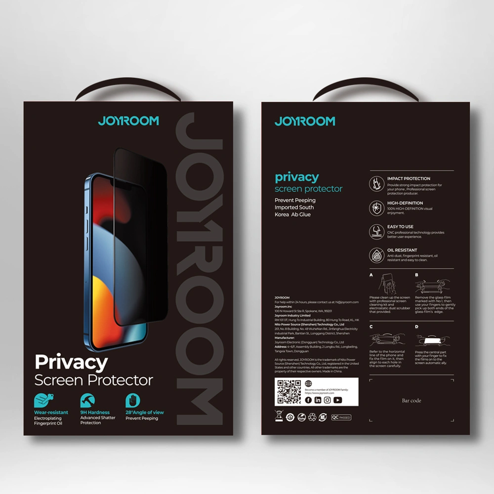 Szkło hartowane prywatyzujące Joyroom Knight 2,5D Privacy TG Apple iPhone 16e / 14 / 13 / 13 Pro Anti-Spy czarny (JR-PF902)
