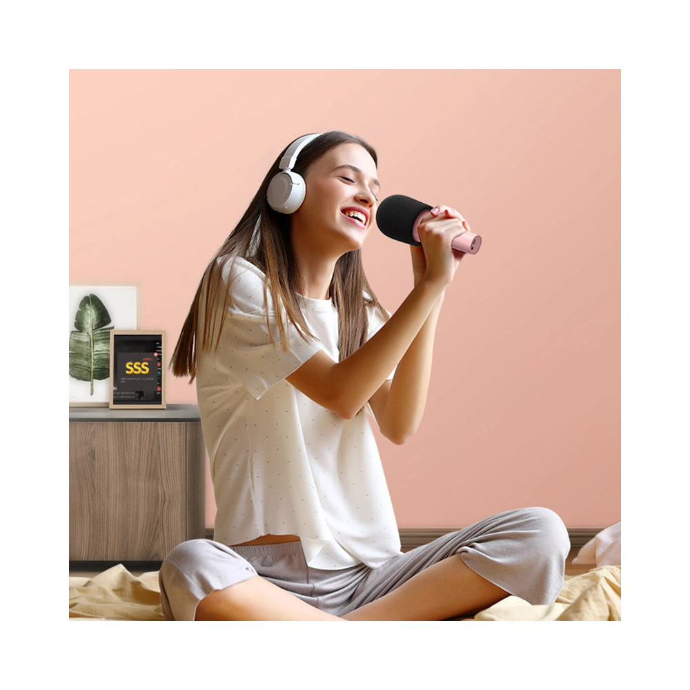 Bezprzewodowy mikrofon do karaoke Joyroom z głośnikiem Bluetooth 5.0 1200mAh niebieski (JR-MC5 Blue)