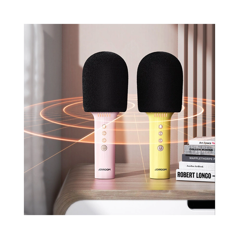 Bezprzewodowy mikrofon do karaoke Joyroom z głośnikiem Bluetooth 5.0 1200mAh różowy (JR-MC5 Pink)