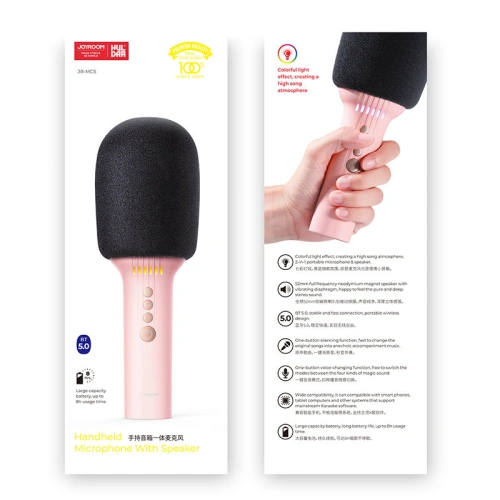 Buy Joyroom wireless karaoke microphone with Bluetooth 5.0 speaker 1200mAh pink (JR-MC5 Pink) - JYR296 - {ean13} - Home Screen Store Europe