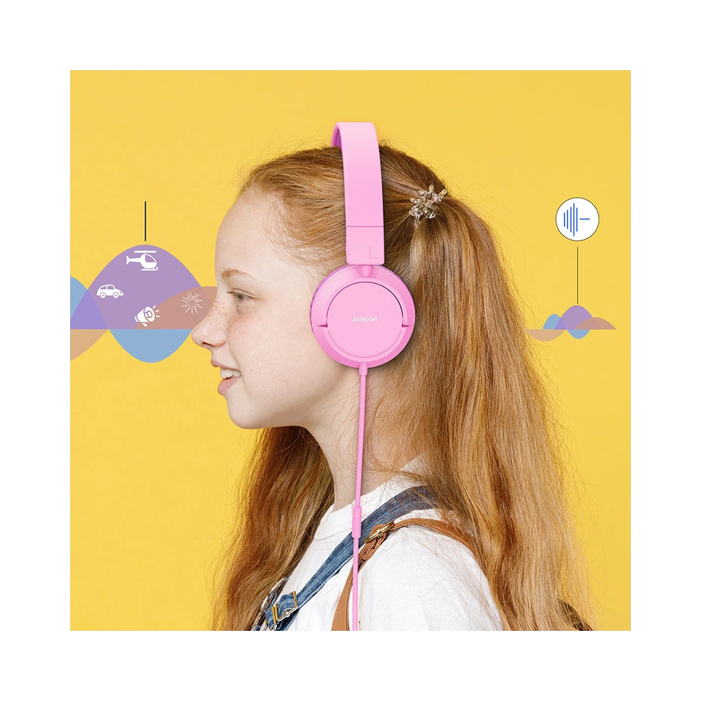 Słuchawki nauszne Joyroom 3,5mm mini jack dziecięce różowy (JR-HC1 pink)