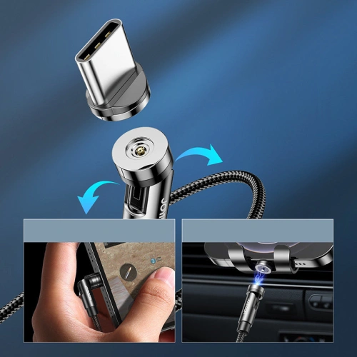 Kup Magnetický kabel Joyroom 3w1 USB-Lightning/USB-C/microUSB pro nabíjení 2,4A 1,2m černý (S-1224X2 LCM black) - JYR299 - {ean13} - Sklep Home Screen