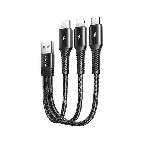 Kup Cablul Joyroom 3w1 USB-Lightning/USB-C/microUSB 3,5A 15cm negru (S-01530G9 LCM black) - JYR301 - {ean13} - Sklep Home Screen