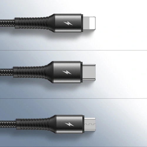 Kup Cablul Joyroom 3w1 USB-Lightning/USB-C/microUSB 3,5A 15cm negru (S-01530G9 LCM black) - JYR301 - {ean13} - Sklep Home Screen
