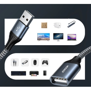 Hosszabbító kábel Joyroom USB 2.0 480 Mbps 2m szürke (S-2030N13 szürke)