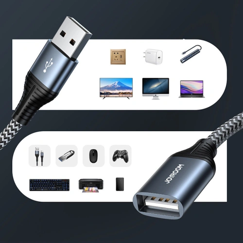 Kup Kabel prodlužující Joyroom USB 2.0 480 Mbps 2m šedý (S-2030N13 gray) - JYR302 - {ean13} - Sklep Home Screen