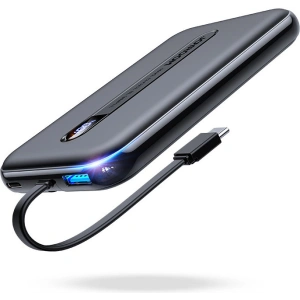 Powerbank Joyroom Linglong 10000mAh 20W Power Delivery Quick Charge USB/USB-C/wbudowany kabel USB-C czarny (JR-L001 black)