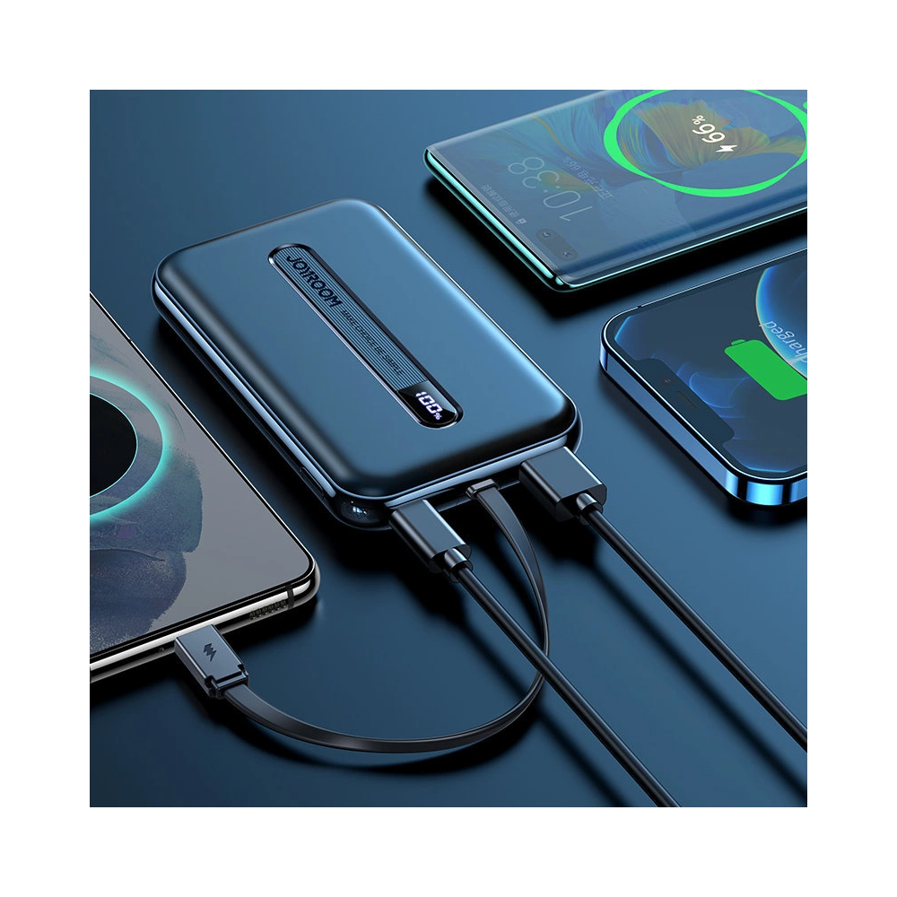 Powerbank Joyroom Linglong 10000mAh 20W Power Delivery Quick Charge USB/USB-C/wbudowany kabel USB-C czarny (JR-L001 black)