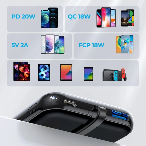 Kup Powerbank Joyroom Linglong 10000mAh 20W Power Delivery Schnellladung USB/USB-C/eingebautes USB-C-Kabel schwarz (JR-L001 schwarz) - JYR304 - {ean13} - Sklep Home Screen