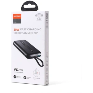 Powerbank Joyroom Linglong 10000mAh 20W Power Delivery Quick Charge USB/USB-C/wbudowany kabel USB-C czarny (JR-L001 black)