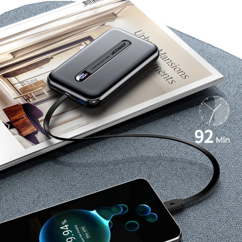 Buy Joyroom Linglong powerbank 10000mAh 20W PD QC USB / USB-C / built-in USB-C cable black (JR-L001 black) - JYR304 - {ean13} - Home Screen Store Europe