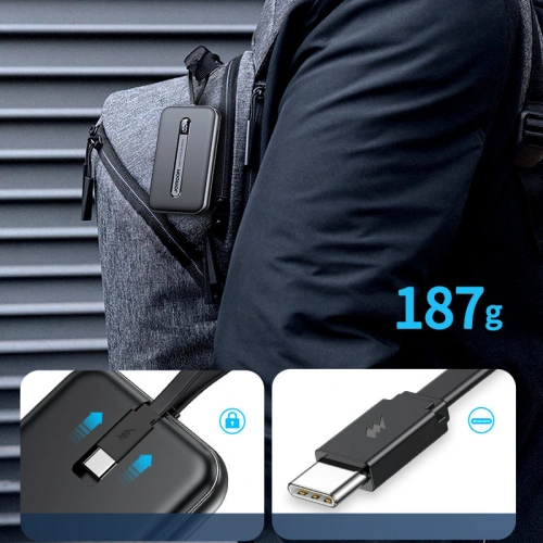 Buy Joyroom Linglong powerbank 10000mAh 20W PD QC USB / USB-C / built-in USB-C cable black (JR-L001 black) - JYR304 - {ean13} - Home Screen Store Europe