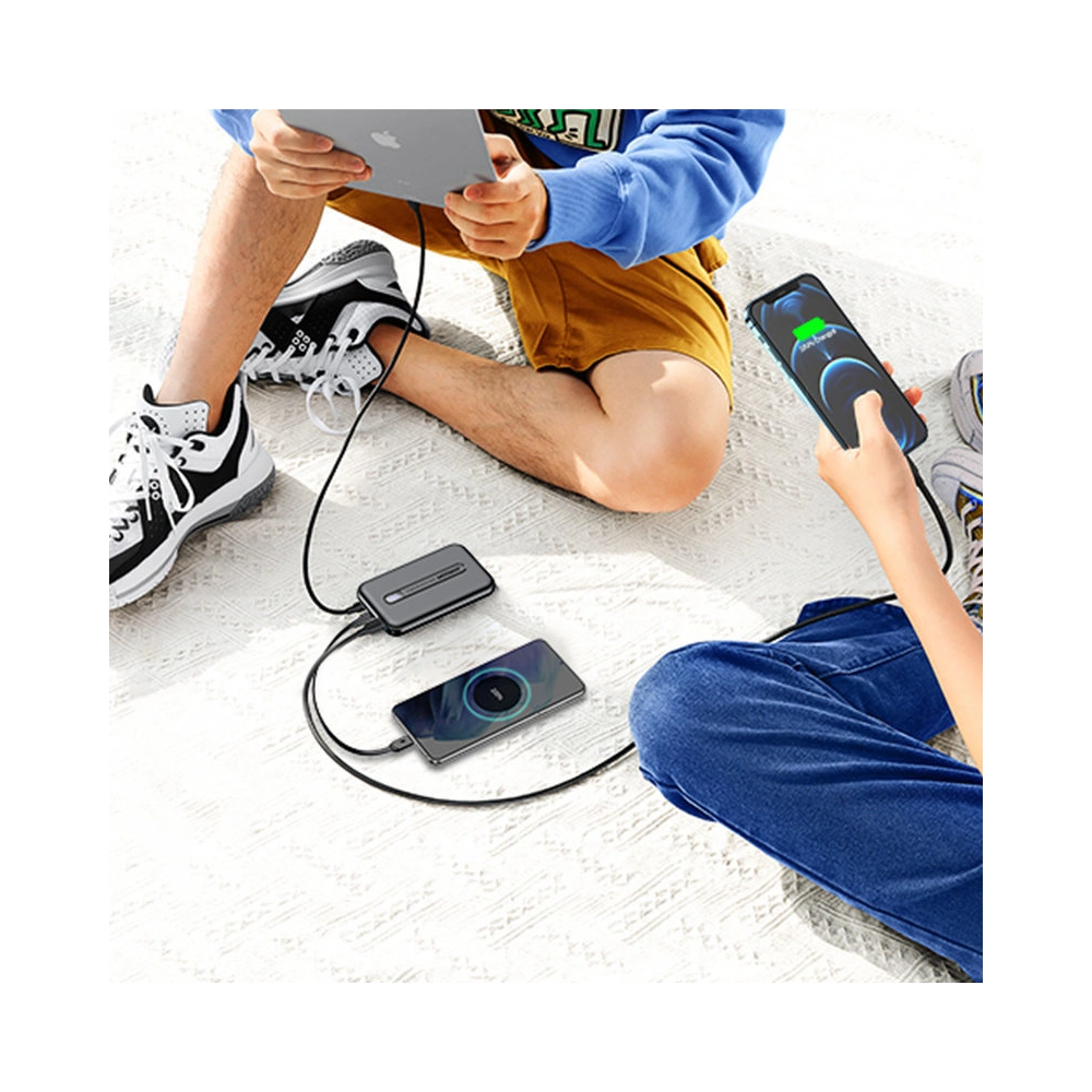 Powerbank Joyroom Linglong 10000mAh 20W Power Delivery Quick Charge USB/USB-C/wbudowany kabel USB-C czarny (JR-L001 black)