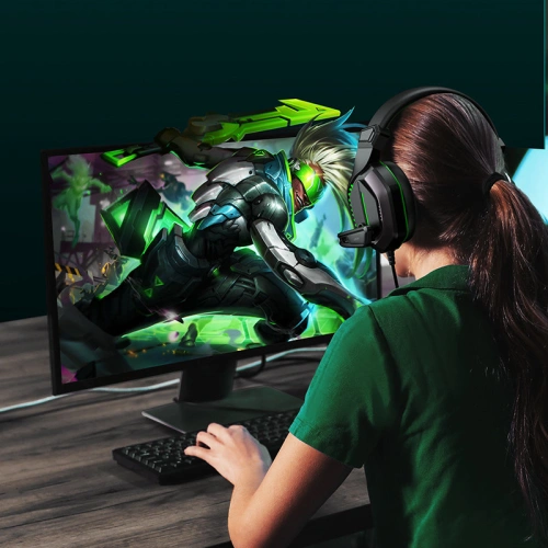 Buy Joyroom Gaming 3.5mm mini jack with remote control and microphone for players black (JR-HG1 green) - JYR308 - {ean13} - Home Screen Store Europe