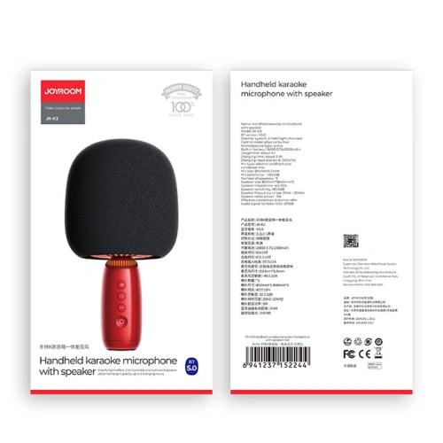 Kup Vezeték nélküli karaoke mikrofon Joyroom Bluetooth 5.0 hangszóróval 2500mAh piros (JR-K3 red) - JYR309 - {ean13} - Sklep Home Screen
