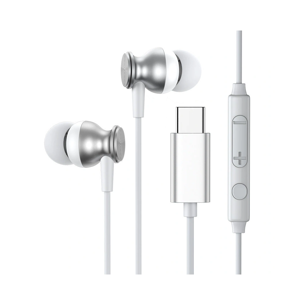 Słuchawki Joyroom USB-C z pilotem i mikrofonem srebrny (JR-EC04 Silver)