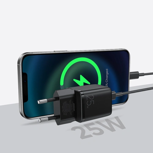 Kup Încărcător de rețea Joyroom USB-C PD 25W negru + cablu USB/USB-C (L-P251) - JYR316 - {ean13} - Sklep Home Screen