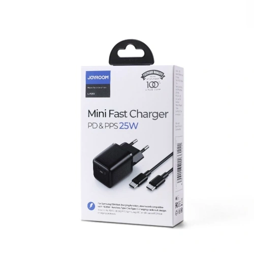 Kup Încărcător de rețea Joyroom USB-C PD 25W negru + cablu USB/USB-C (L-P251) - JYR316 - {ean13} - Sklep Home Screen
