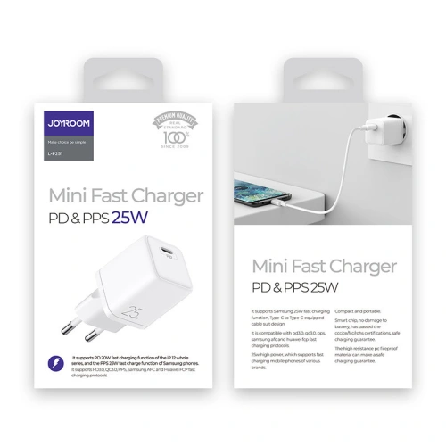 Kup Încărcător de rețea Joyroom USB-C 25W 3A priză UE alb (L-P251) - JYR318 - {ean13} - Sklep Home Screen