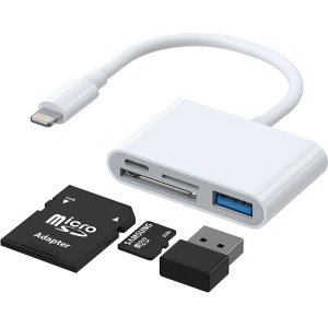 Kup HUB Joyroom OTG Lightning - USB 3.2 Gen 1 (3.0, 3.1 Gen 1)/cititor de carduri SD, TF/Lightning alb (S-H142 white) - JYR319 - {ean13} - Sklep Home Screen