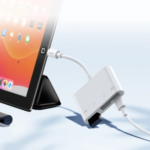 Kup HUB Joyroom OTG Lightning - USB 3.2 Gen 1 (3.0, 3.1 Gen 1)/SD, TF-Kartenleser/weißer Lightning (S-H142 white) - JYR319 - {ean13} - Sklep Home Screen