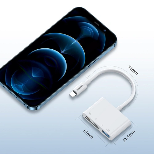 Kup HUB Joyroom OTG Lightning - USB 3.2 Gen 1 (3.0, 3.1 Gen 1)/SD, TF-Kartenleser/weißer Lightning (S-H142 white) - JYR319 - {ean13} - Sklep Home Screen