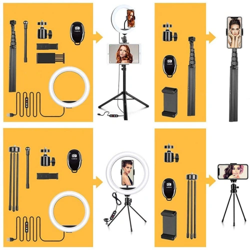 Buy Joyroom ring flash lamp tripod kit for recording live selfie phone holder ring light black (JR-ZS233) - JYR337 - {ean13} - Home Screen Store Europe