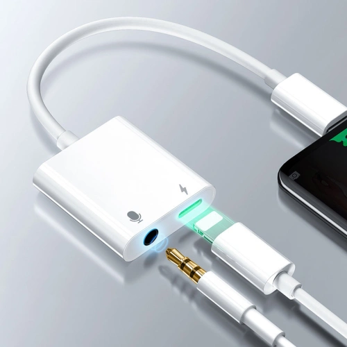 Kup Adapter Joyroom Lightning - Lightning (Laden) / 3,5mm Mini-Klinke weiß (S-Y105) - JYR339 - {ean13} - Sklep Home Screen