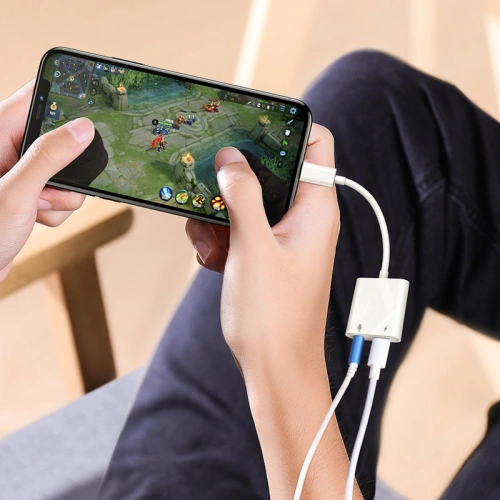 Buy Joyroom universal Lightning adapter - 3.5mm mini jack with charging port white (S-Y105) - JYR339 - {ean13} - Home Screen Store Europe
