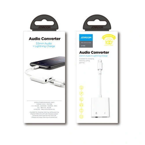 Kup Adapter Joyroom Lightning - Lightning (Laden) / 3,5mm Mini-Klinke weiß (S-Y105) - JYR339 - {ean13} - Sklep Home Screen