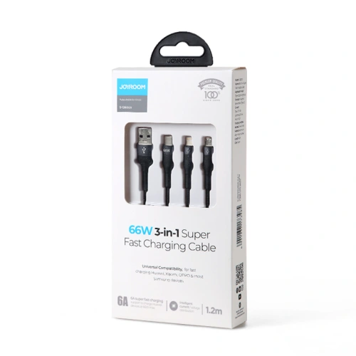 Kup Cablu Joyroom 3in1 USB-USB-C/microUSB/Lightning 66W 6A 1,2m negru (S-1260G5) - JYR352 - {ean13} - Sklep Home Screen