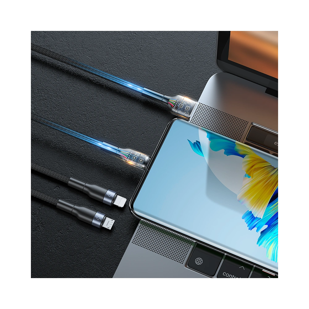 Kabel Joyroom 3w1 USB-USB-C/microUSB/Lightning 66W 6A 1,2m czarny (S-1260G5)